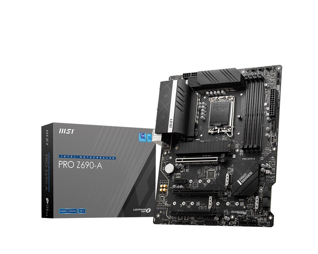 MSI PRO Z690-A Processor family Intel, Processor socket LGA 1700, DDR5 DIMM, Memory slots 4, Supported hard disk drive interfaces SATA, M.2, Number of SATA connectors 6, Chipset Intel Z690, ATX