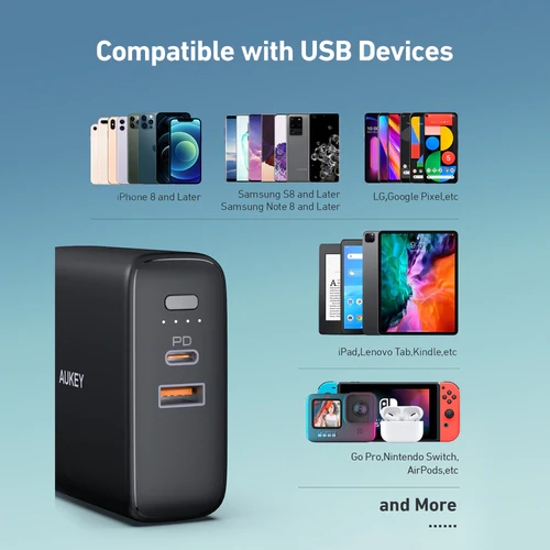 Aukey PA-PD20 5000 mAh, Powerbank with Integrated Outlet, Black, 18 W - Image 2