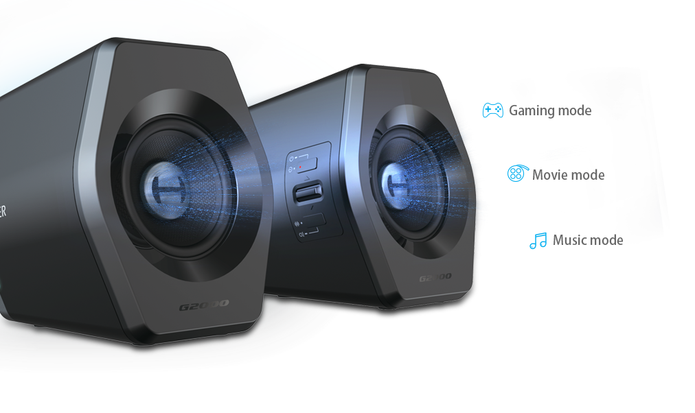 Edifier Gaming Speakers G2000 Bluetooth/USB/3.5mm AUX, Bluetooth version 4.2, 32 W, Wireless/Wired, Black - Image 2