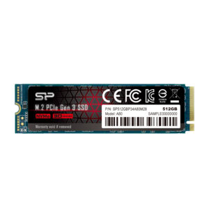 Silicon Power SSD P34A80 512 GB, SSD interface PCIe Gen3x4, Write speed 3000 MB/s,...
