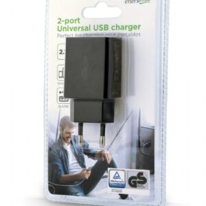 EnerGenie 2-port universal USB charger EG-U2C2A-03-BK Black
