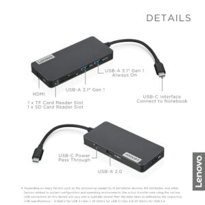 Lenovo USB-C 7-in-1 Hub USB Hub, USB 3.0 (3.1 Gen 1) ports quantity 2, USB 2.0 ports...