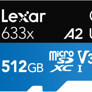 Lexar High-Performance 633x UHS-I  MicroSDXC, 512 GB, Flash memory class 10, Black/Blue,...