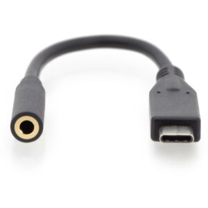 Digitus USB Type-C Audio adapter cable, Type-C – 3.5mm M/F, 0.2m, Audio input/output,...