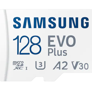 Samsung microSD Card EVO PLUS 128 GB, MicroSDXC, Flash memory class 10, SD adapter