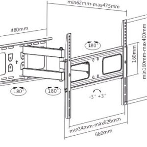 Sunne Wall mount, 37-63-EA2, 37-70 “, Full motion, Maximum weight (capacity)...