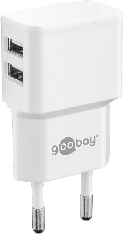 Goobay Dual USB charger 44952 2.4 A, 2 USB 2.0 female (Type A), White, 12 W