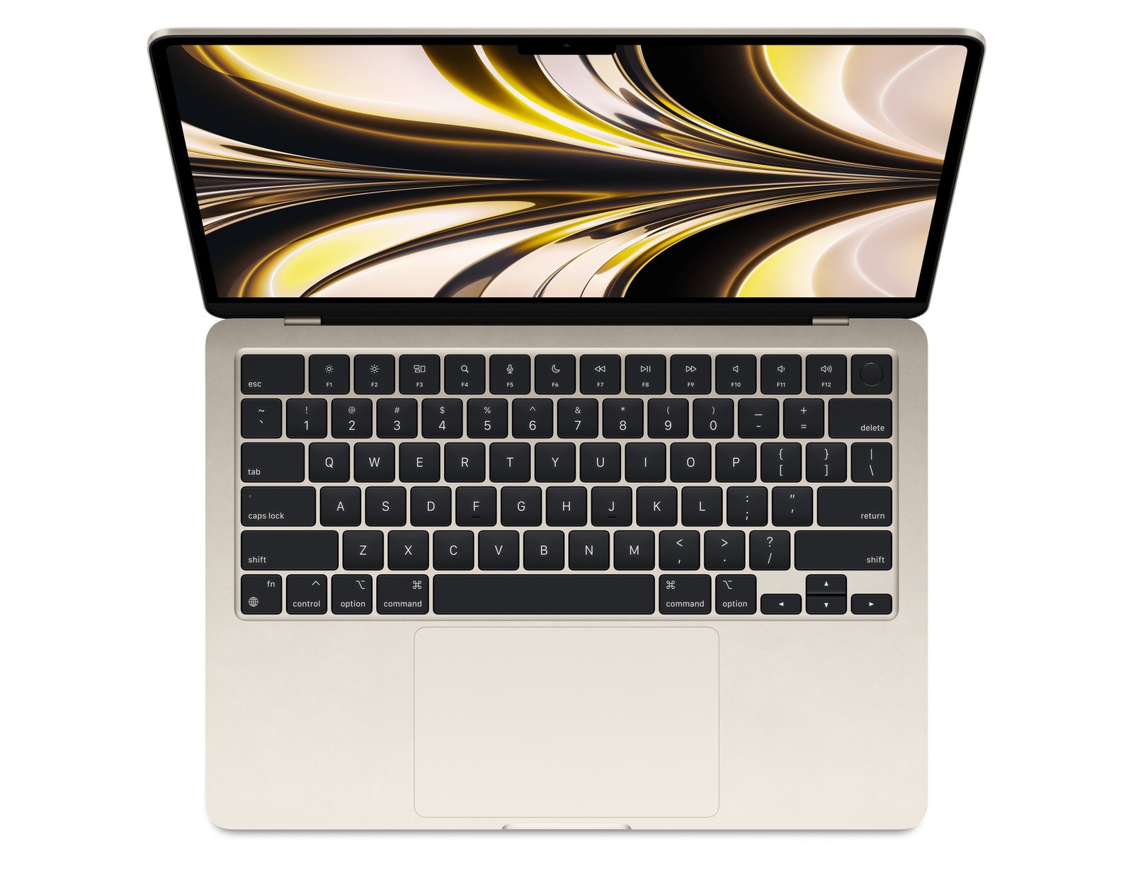 Apple MacBook Air Starlight, 13.6 ", IPS, 2560 x 1664, Apple M2, 8 GB, SSD 256 GB, Apple M2 8-core GPU, Without ODD, macOS, 802.11ax, Bluetooth version 5.0, Keyboard language English, Keyboard backlit, Warranty 12 month(s), Battery warranty 12 month(s), Liquid Retina display - Image 2