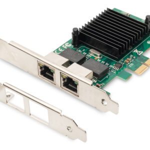 Digitus Gigabit Ethernet PCI Express Card, 2-port 32-bit, low profile bracket, Intel...