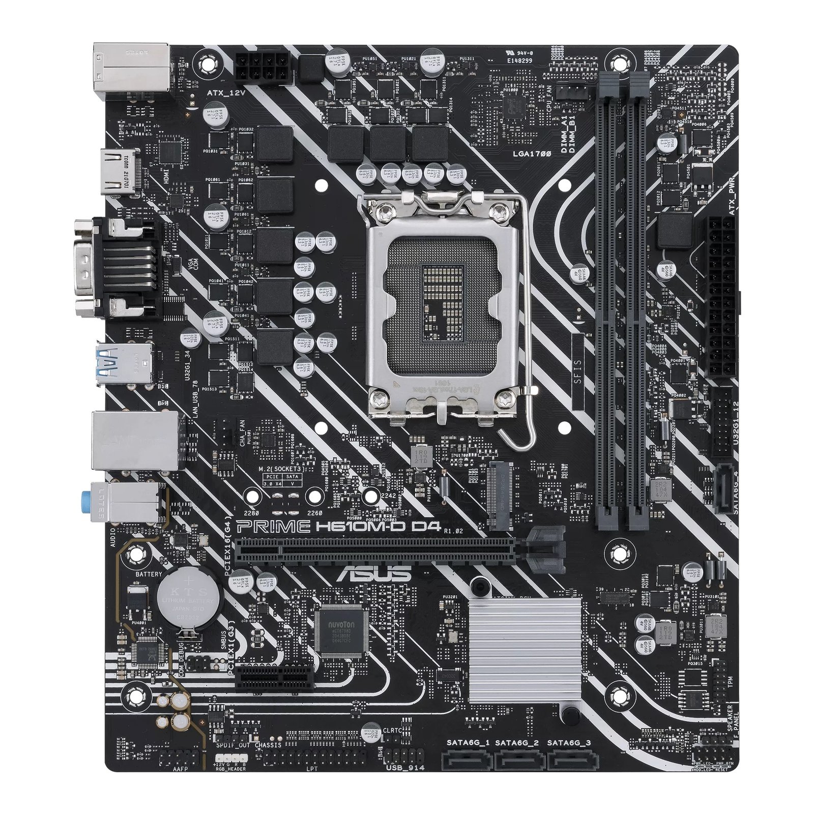 Asus PRIME H610M-D D4 Processor family Intel, Processor socket LGA1700, DDR4 DIMM, Memory slots 2, Supported hard disk drive interfaces SATA, M.2, Number of SATA connectors 4, Chipset Intel H610, mATX