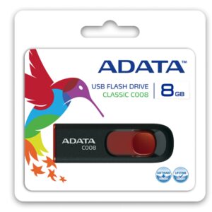 ADATA C008 8 GB, USB 2.0, Black/Red