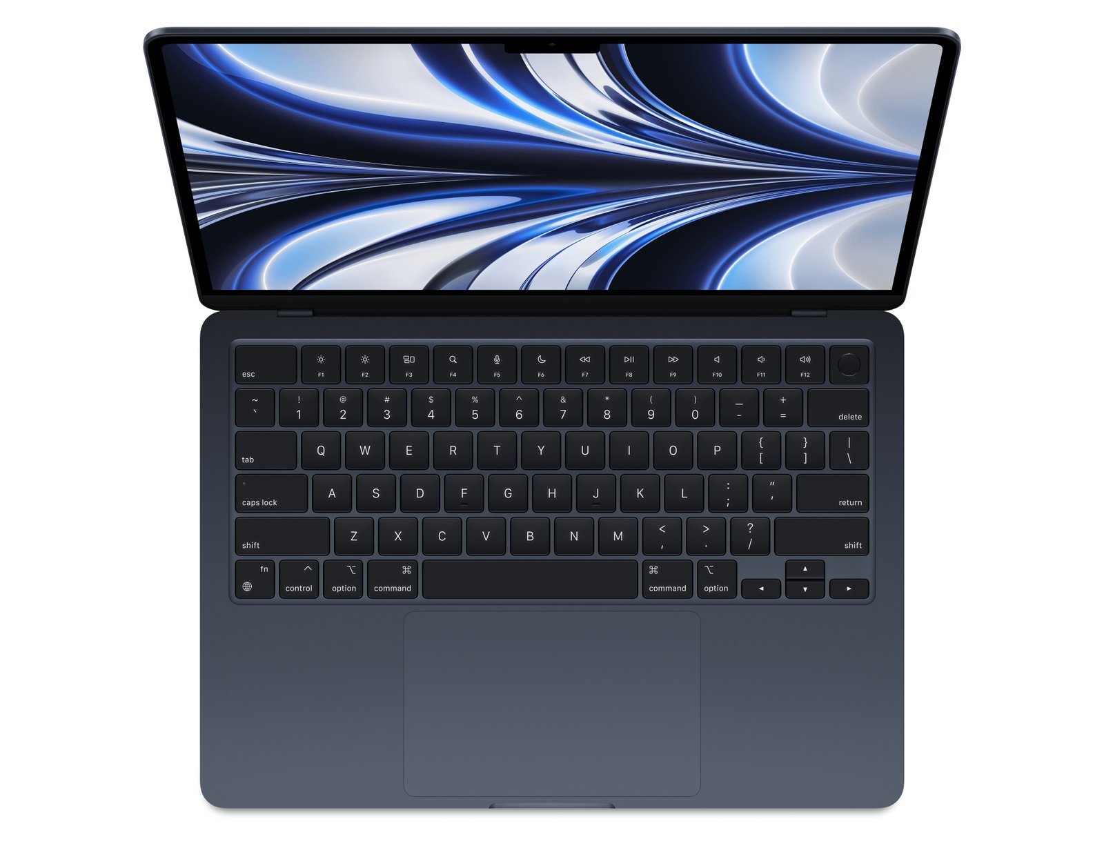 Apple MacBook Air Midnight, 13.6 ", IPS, 2560 x 1664, Apple M2, 8 GB, SSD 256 GB, Apple M2 8-core GPU, Without ODD, macOS, 802.11ax, Bluetooth version 5.0, Keyboard language English, Keyboard backlit, Warranty 12 month(s), Battery warranty 12 month(s), Liquid Retina display - Image 2