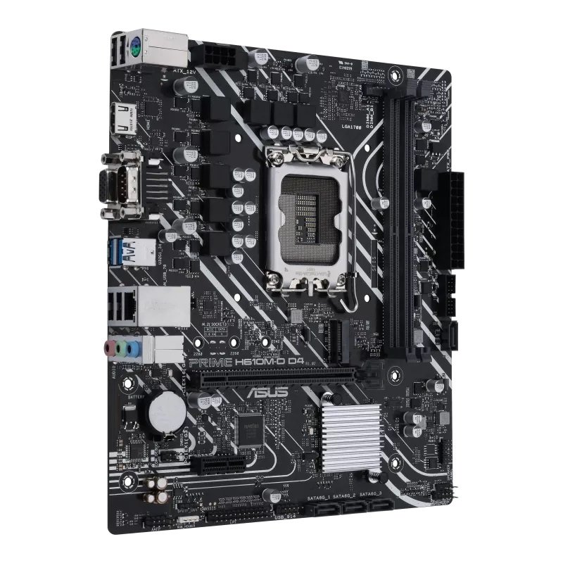 Asus PRIME H610M-D D4 Processor family Intel, Processor socket LGA1700, DDR4 DIMM, Memory slots 2, Supported hard disk drive interfaces SATA, M.2, Number of SATA connectors 4, Chipset Intel H610, mATX - Image 2