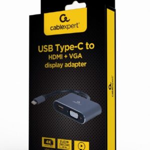 Cablexpert USB Type-C to HDMI and VGA display adapter A-USB3C-HDMIVGA-01 0.15 m,...