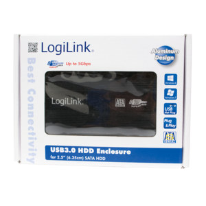 Logilink External hard drive enclosure, black 2.5″, SATA, USB 3.0