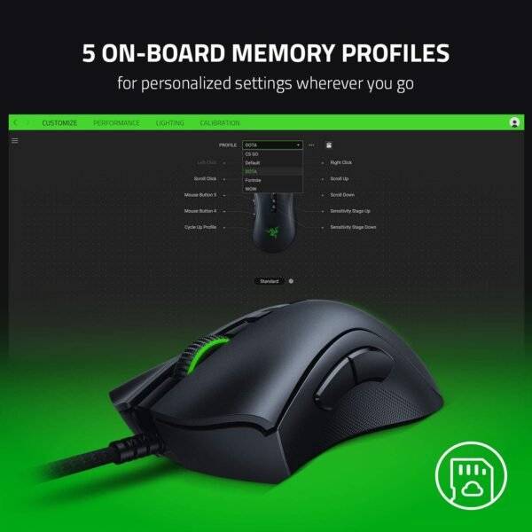 Razer DeathAdder V2 Gaming Mouse, Optical, 20 000 DPI, RGB LED light, Black - Image 3