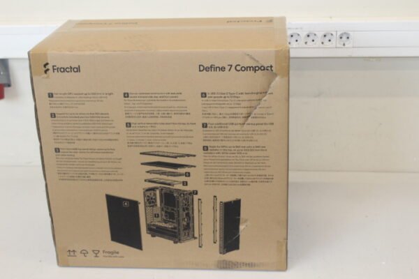 SALE OUT. Fractal Define 7 Compact Dark Tempered Glass Fractal Design Define 7 Compact Dark Tempered Glass Side window, Black, ATX, DAMAGED PACKAGING, Power supply included No