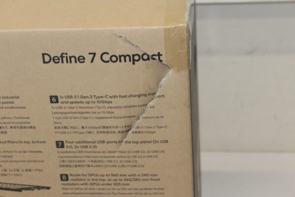 SALE OUT. Fractal Define 7 Compact Dark Tempered Glass Fractal Design Define 7 Compact Dark Tempered Glass Side window, Black, ATX, DAMAGED PACKAGING, Power supply included No - Image 2