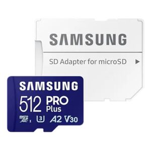 Samsung PRO Plus microSD Card with Adapter 512 GB, MicroSDXC, Flash memory class...