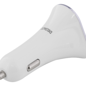 DELTACO Car Charger, 3xUSB Type-A, 5.2A, White